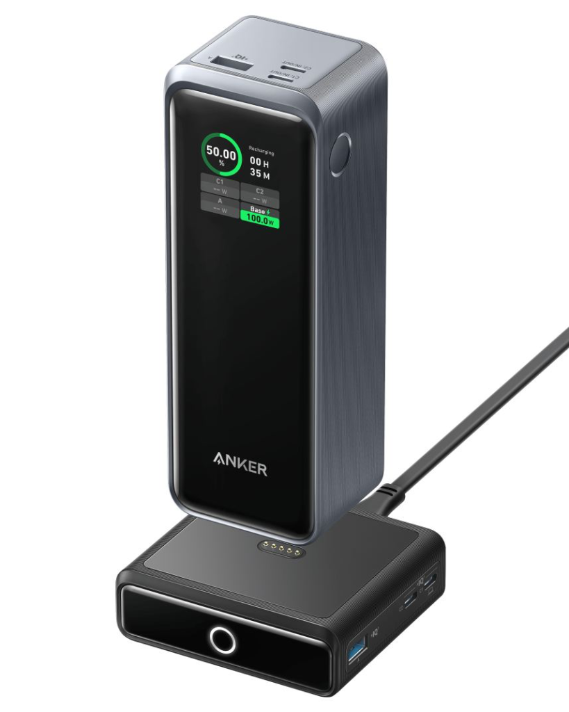 Anker Prime 20,000mAh power bank with digital charge display and USB-C ports